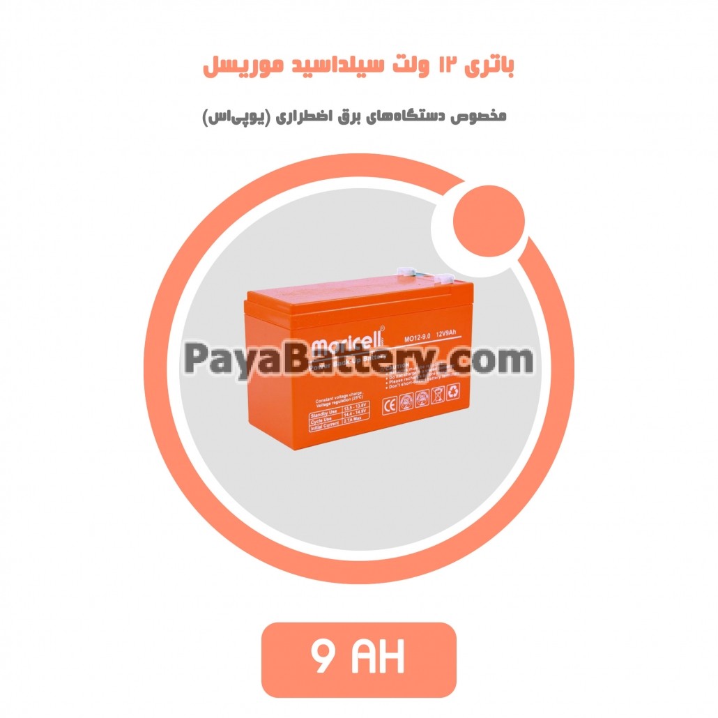 باتری 9 آمپر ساعت یو پی اس موریسل
